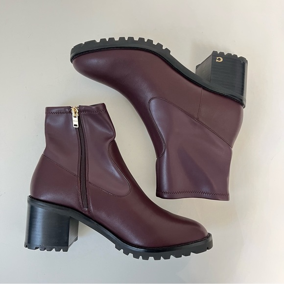 Coach Joy Logo Ankle Boots In Dark Cranberry Color - New In Box - Reemoly - Picture 9 of 16